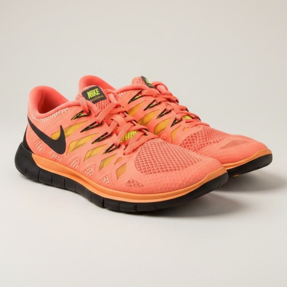 Nike Free 5.0 Womens Size 7 Running Shoes Pink Orange Neon Green 642199-800